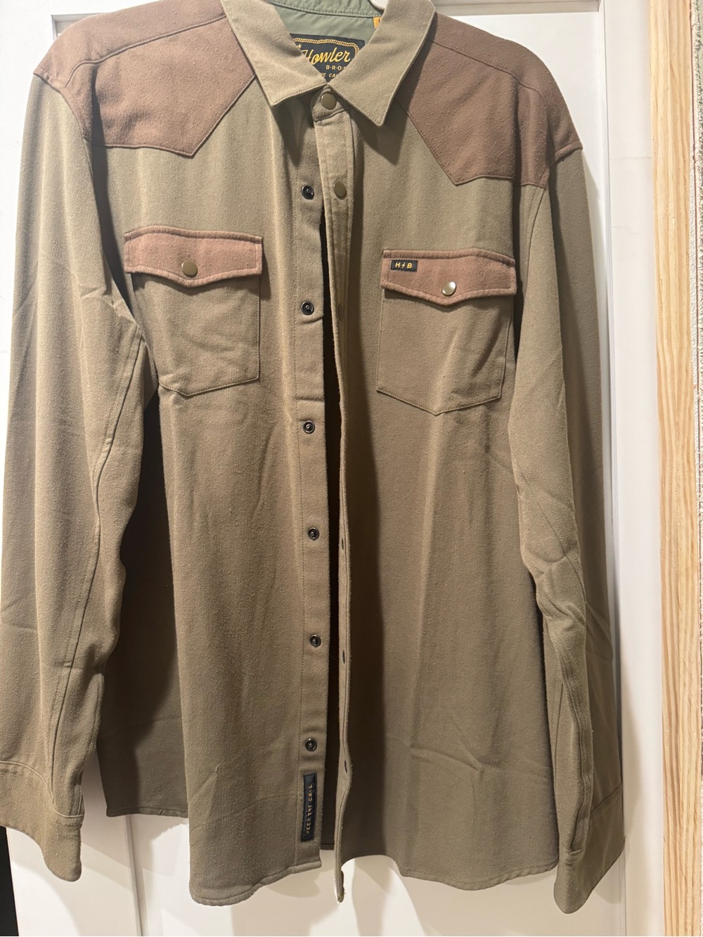 Howler Brothers Olive and Brown Casual Button Down Shirt